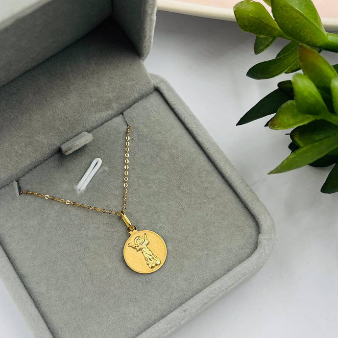 Cadena Con Medalla De Divino Niño en Oro 18k