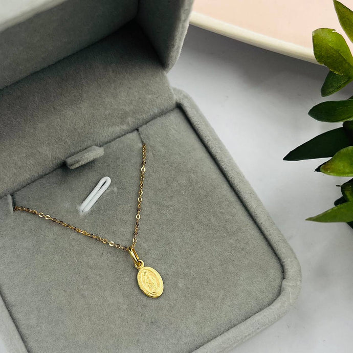 Cadena Con Medalla De La Milagrosa 8mm en Oro 18k