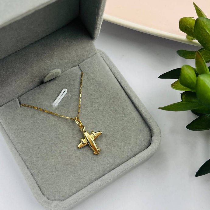 Cadena Con Dije De Avión en Oro 18k