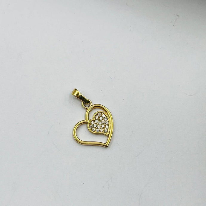 Dije De Corazón Doble Modelo Clara en Oro 18k