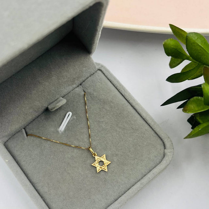 Cadena Con Dije De Estrella De David En Oro 18k