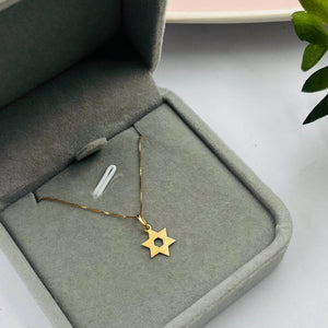 Cadena Con Dije De Estrella De David En Oro 18k