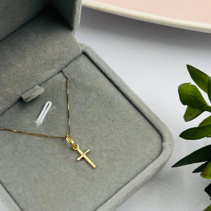 Cadena Con Dije De Cruz Con Cristo Mini En Oro 18k