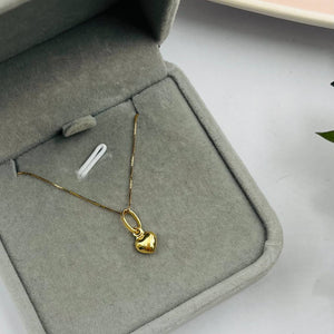 Cadena Con Dije De Corazón Mini En Oro 18k