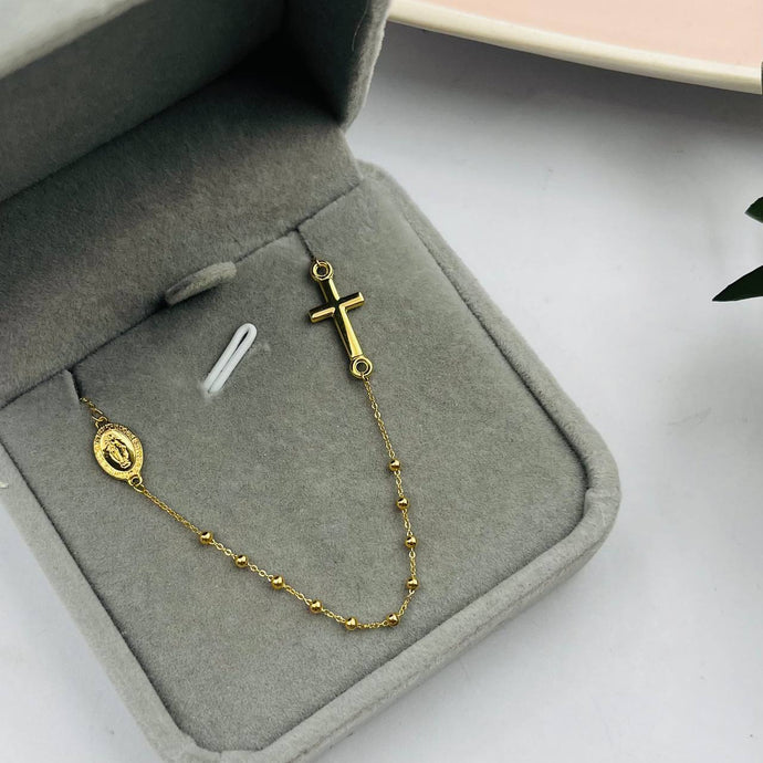 Rosario Tipo Gargantilla 45cm En Oro 18k