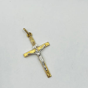 Dije De Cruz en Oro 18k Con Cristo En Oro Blanco