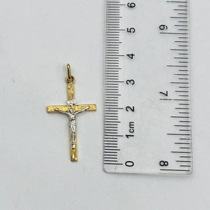 Dije De Cruz en Oro 18k Con Cristo En Oro Blanco