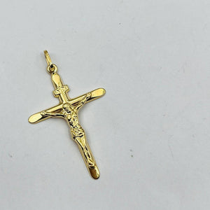 Dije De Cruz Grande Con Cristo en Oro 18k