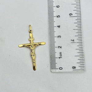 Dije De Cruz Grande Con Cristo en Oro 18k