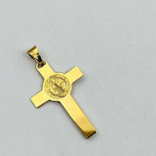 Cargar imagen en el visor de la galería, Dije De Cruz Grande En Oro 18k Con San Benito Y Cristo en Oro Blanco
