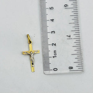 Dije De Cruz En Oro 18k Con Cristo en Oro Blanco
