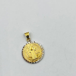 Medalla De San Benito En Oro 18k Y Oro Blanco