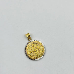 Medalla De San Benito En Oro 18k Y Oro Blanco