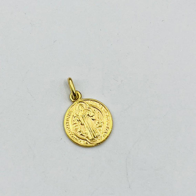 Medalla De San Benito 12mm  En Oro 18k