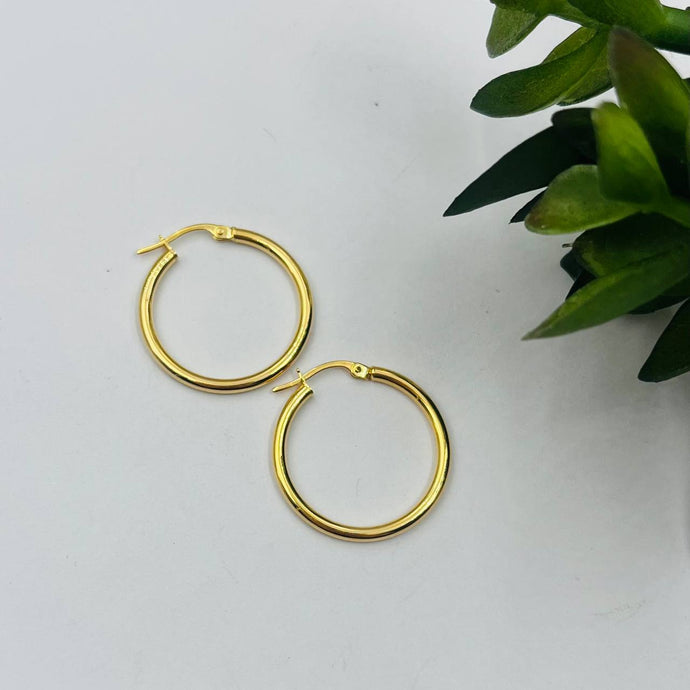 Argollas Lisas Cierre Italiano 24mm en Oro 18k