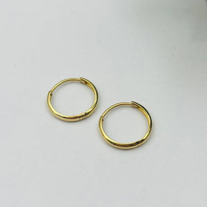 Argollas Huggies Lisas 16mm en Oro 18k