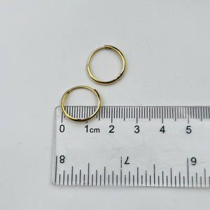 Argollas Huggies Lisas 16mm en Oro 18k