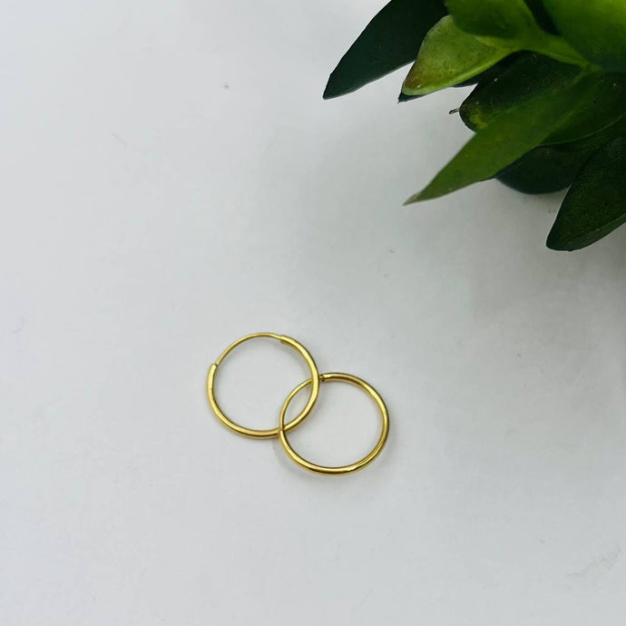 Argollas Lisas aguja 14mm en Oro 18k