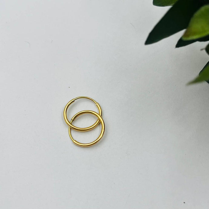 Argollas Lisas 12mm en Oro 18k