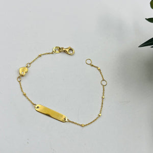 Esclava Para Niña De Corazón Con Punto De Luz en Oro 18k