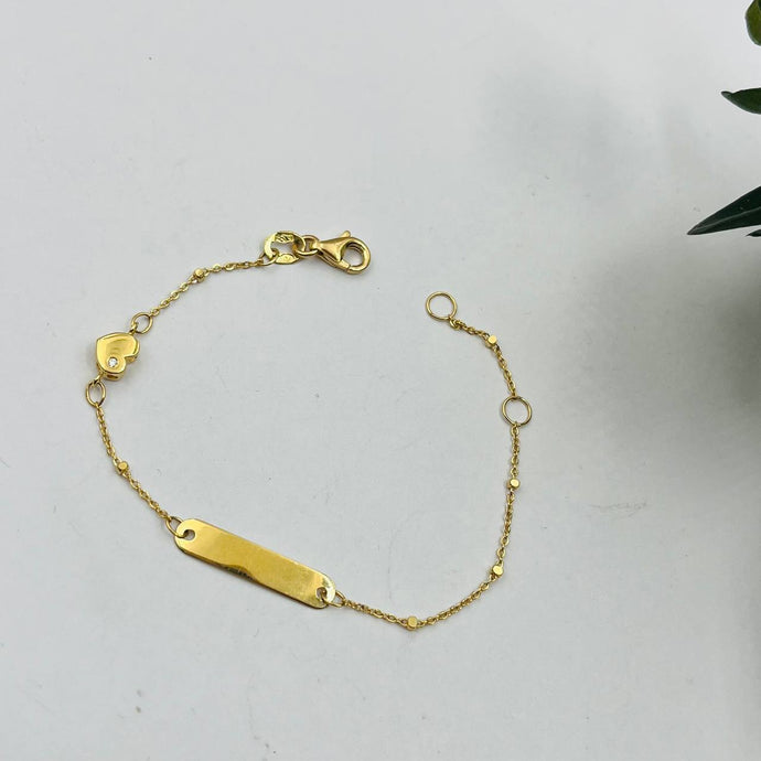 Esclava Para Niña De Corazón Con Punto De Luz en Oro 18k