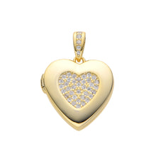 Cargar imagen en el visor de la galería, Cadena con Relicario de Corazon con circones y baño de Oro (plata 925)
