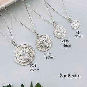 Medallas de San Benito Con Cadena en Plata 925