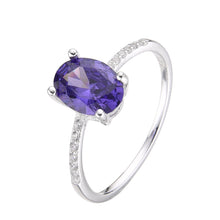 Cargar imagen en el visor de la galería, Anillo  Ovalado Morado Liso con Circones en Plata 925
