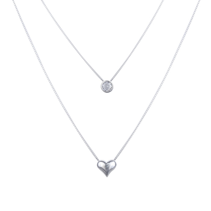 Gargantilla De Corazón y Punto Luz en Plata 925