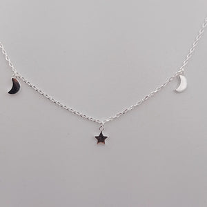 Gargantilla Tipo Choker de Estrellas y Lunas en Plata 925
