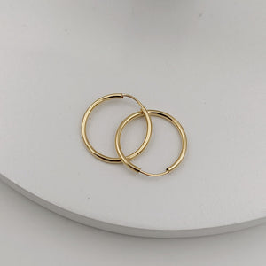 Argollas Lisas 15mm en Oro 18k