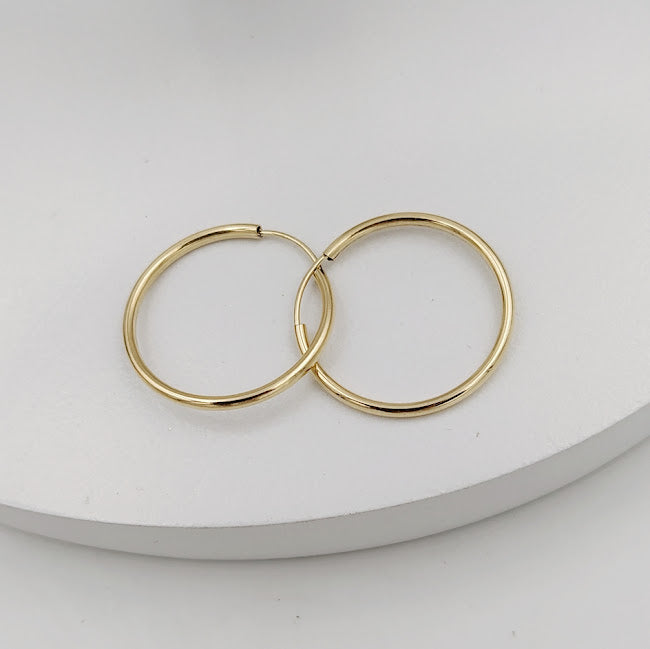 Argollas Lisas 20mm en Oro 18k