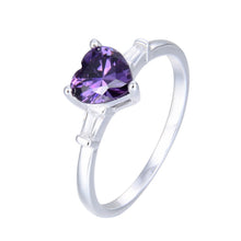 Cargar imagen en el visor de la galería, Anillo de Corazón Lila en Plata 925
