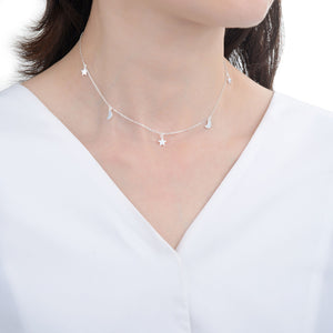 Gargantilla Tipo Choker de Estrellas y Lunas en Plata 925