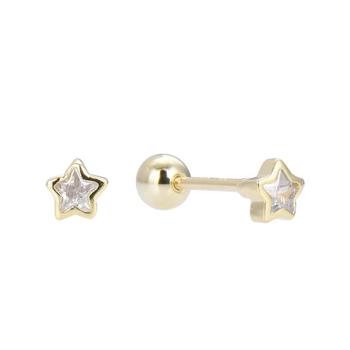Zarcillos de Estrella de Rosca en Plata 925 con Baño de Oro